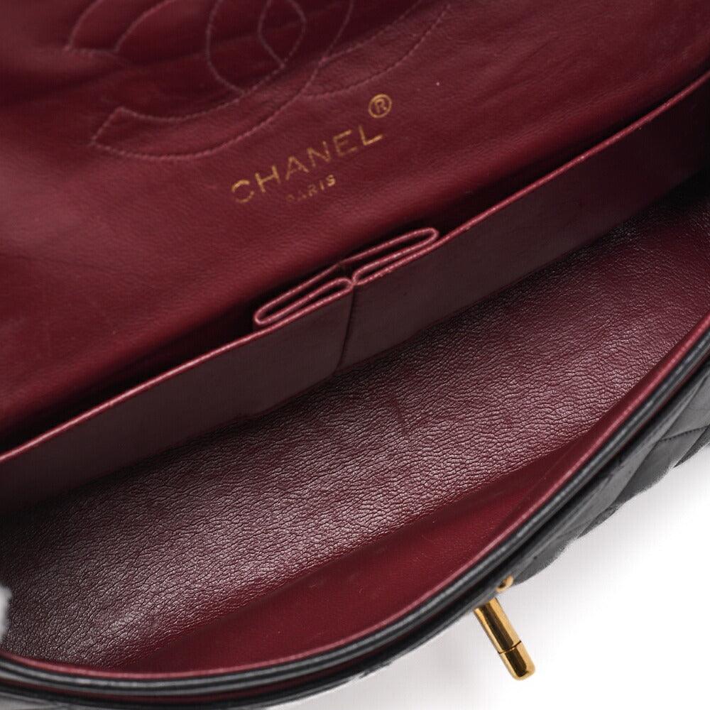 CHANEL Shoulder Bag, Matelasse Double Flap, Lambskin, Black, Gold-Tone Hardware, Pre-Owned - Vintage La Charme
