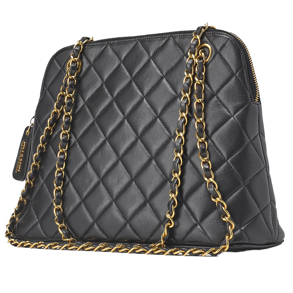 CHANEL Shoulder Bag Matelasse Chain Shoulder Lambskin Black Gold-Tone Hardware Pre-Owned - Vintage La Charme