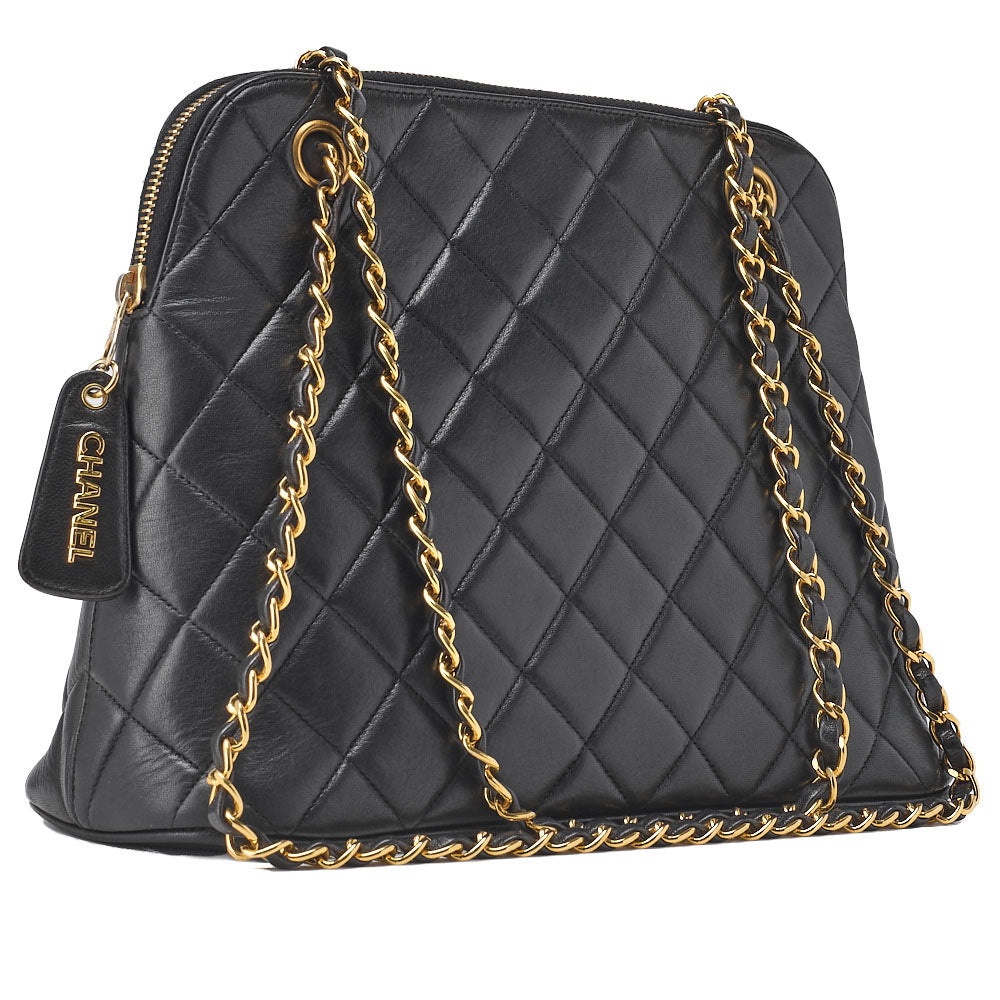 CHANEL Shoulder Bag Matelasse Chain Shoulder Lambskin Black Gold-Tone Hardware Pre-Owned - Vintage La Charme