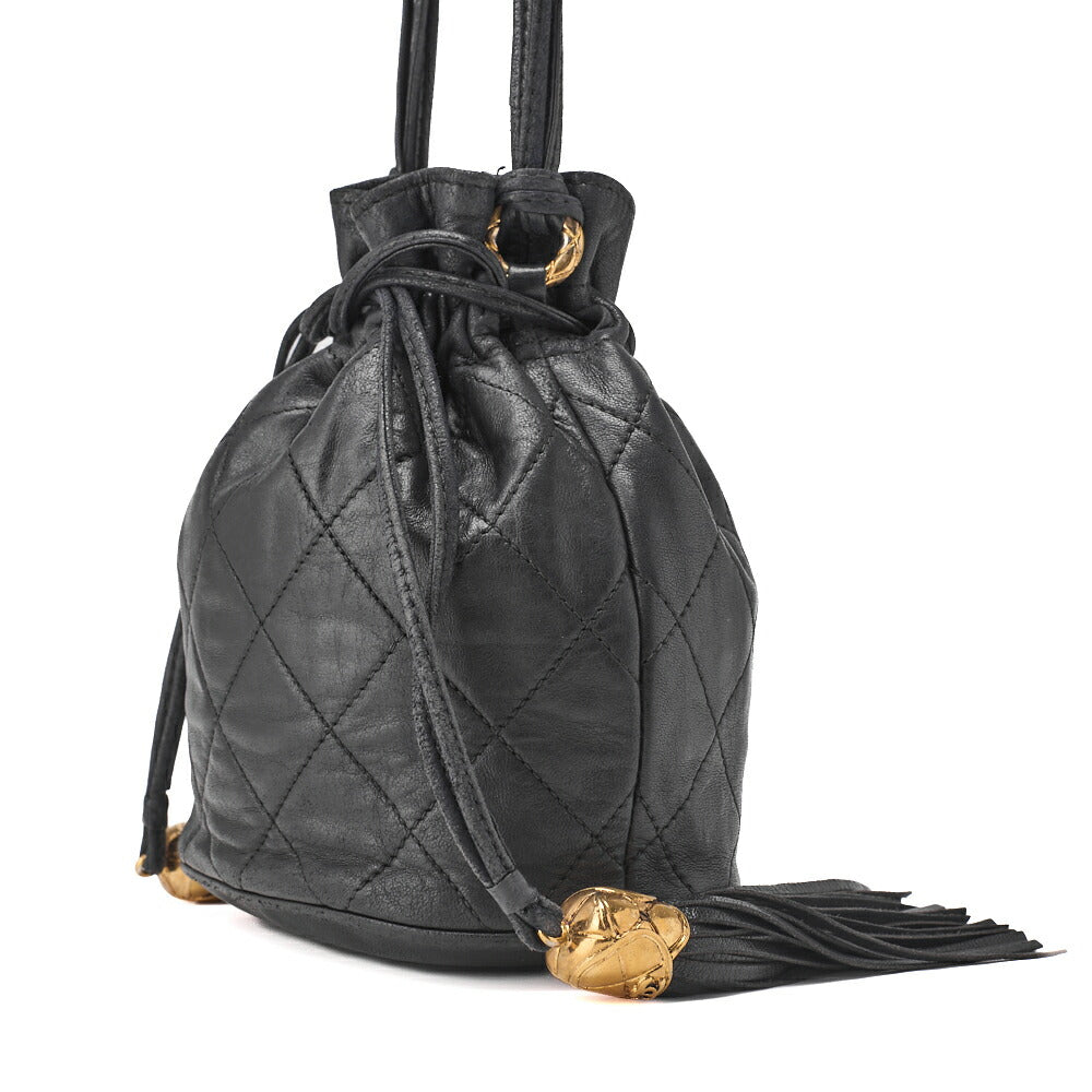 CHANEL Chain Shoulder Bag Mini Matelasse Lambskin Black Gold-Tone Hardware Pre-Owned - Vintage La Charme