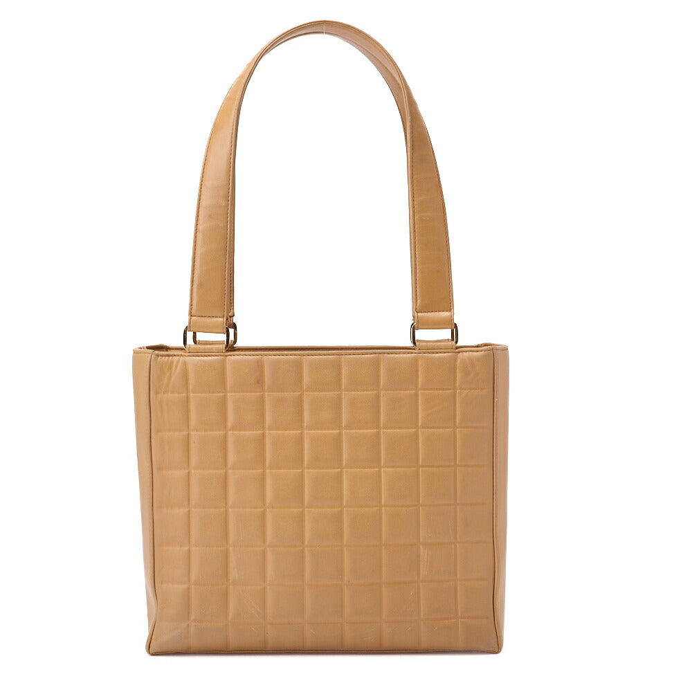 CHANEL Shoulder Tote Bag Choco Bar Coco Mark Lambskin Beige Gold-Tone Hardware Pre-Owned - Vintage La Charme