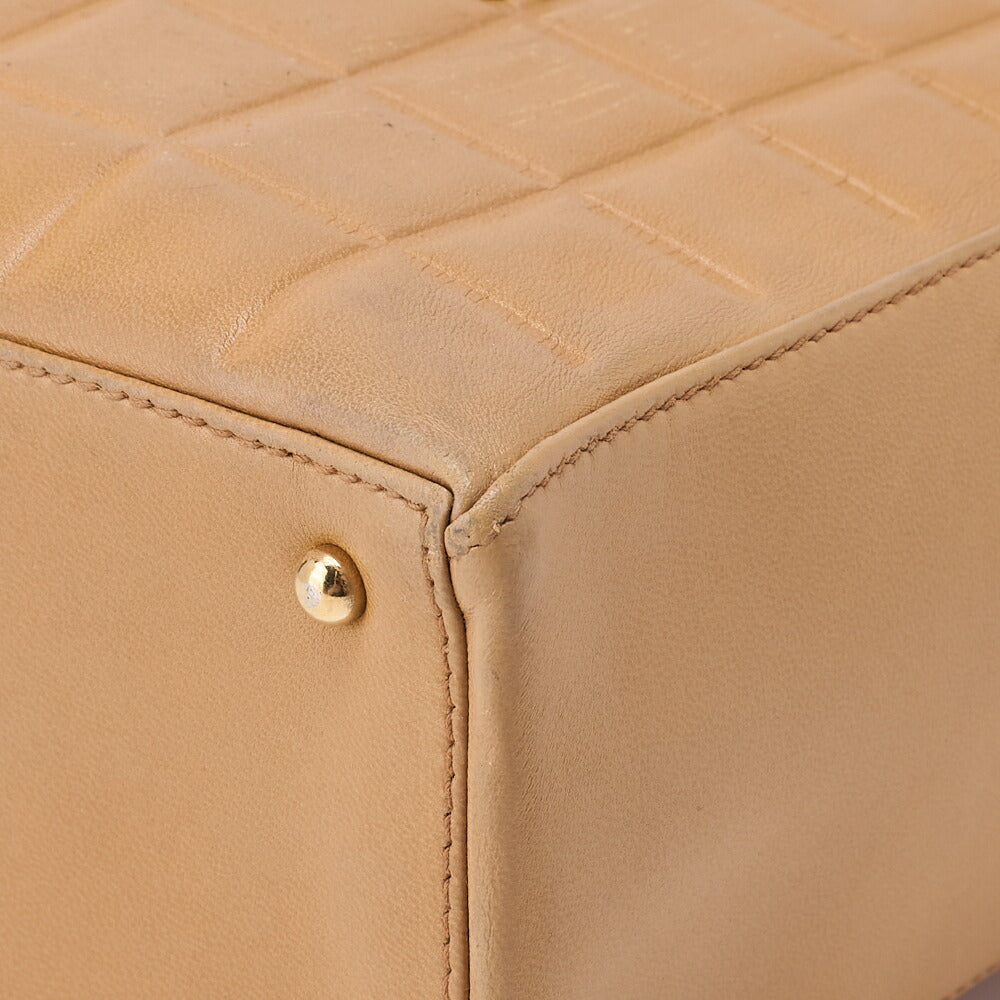 CHANEL Shoulder Tote Bag Choco Bar Coco Mark Lambskin Beige Gold-Tone Hardware Pre-Owned - Vintage La Charme