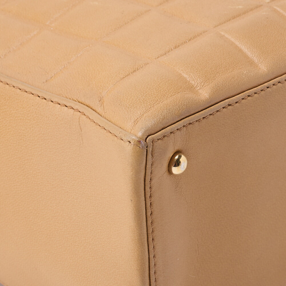 CHANEL Shoulder Tote Bag Choco Bar Coco Mark Lambskin Beige Gold-Tone Hardware Pre-Owned - Vintage La Charme