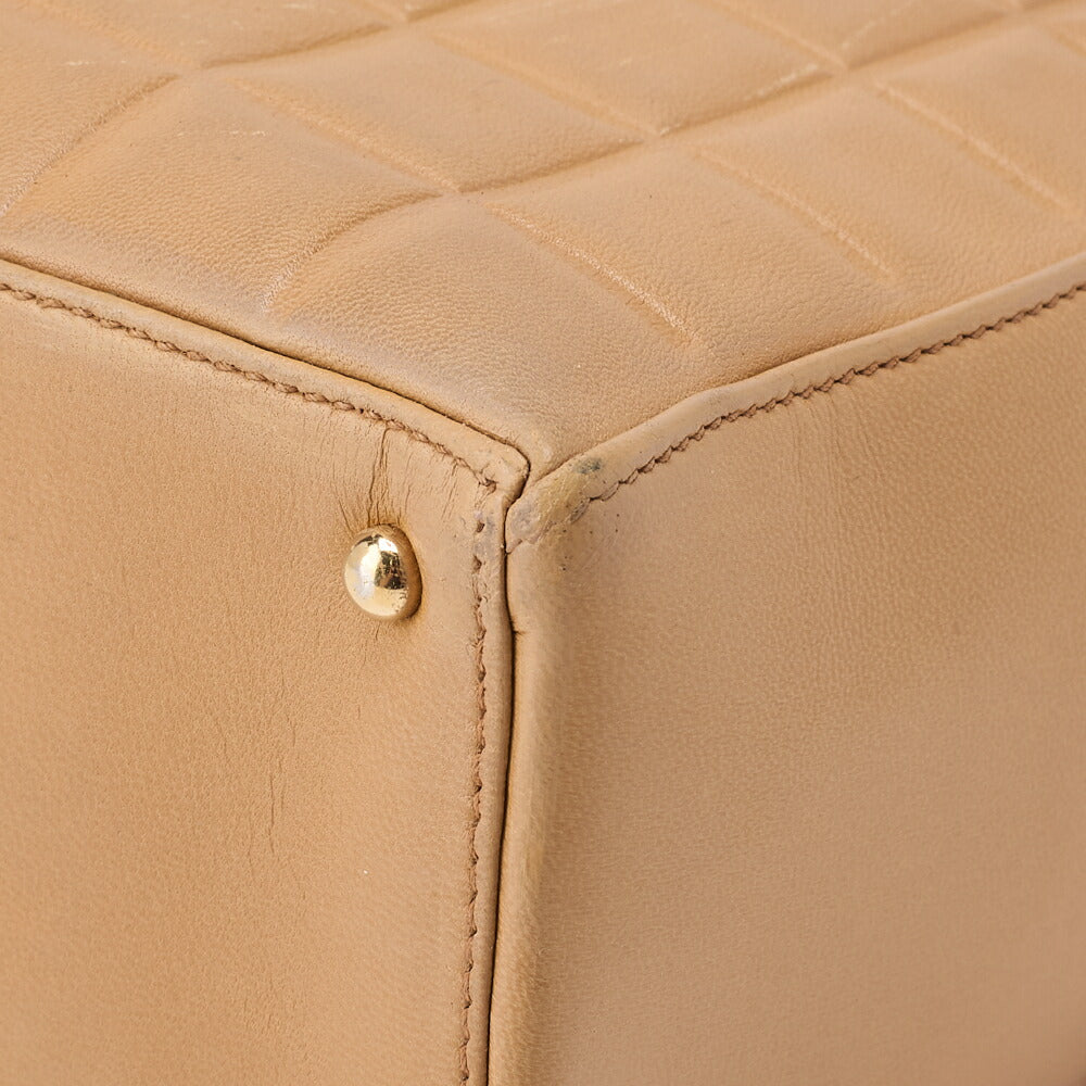 CHANEL Shoulder Tote Bag Choco Bar Coco Mark Lambskin Beige Gold-Tone Hardware Pre-Owned - Vintage La Charme