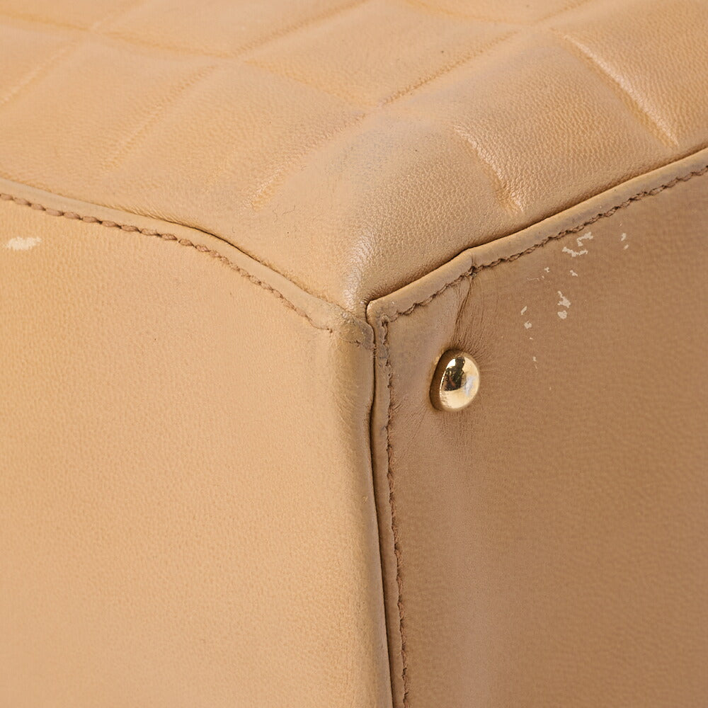 CHANEL Shoulder Tote Bag Choco Bar Coco Mark Lambskin Beige Gold-Tone Hardware Pre-Owned - Vintage La Charme