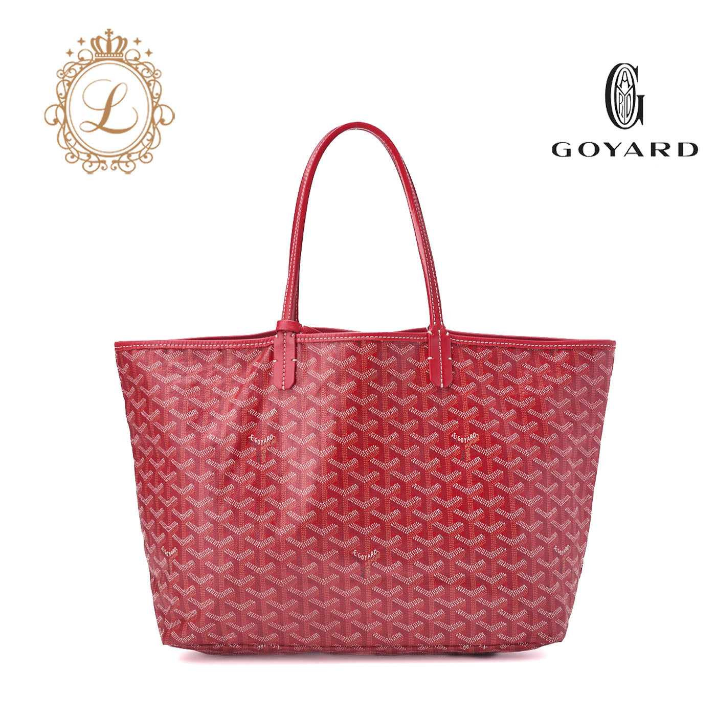 GOYARD Saint Louis PM Tote Bag Coated Canvas Red Silver-Tone Hardware Pre-Owned - Vintage La Charme