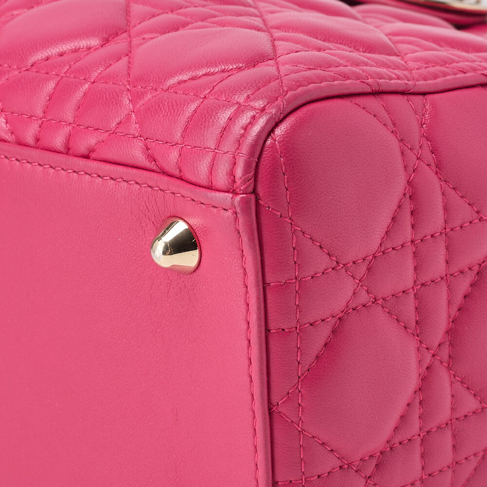 Dior Lady Dior Cannage 2WAY Handbag Lambskin Pink Gold-Tone Hardware Pre-Owned - Vintage La Charme