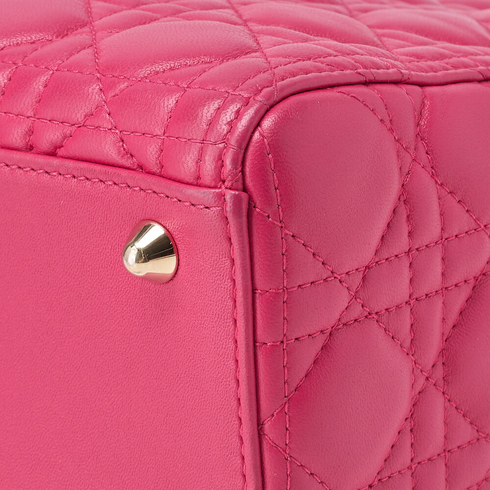 Dior Lady Dior Cannage 2WAY Handbag Lambskin Pink Gold-Tone Hardware Pre-Owned - Vintage La Charme