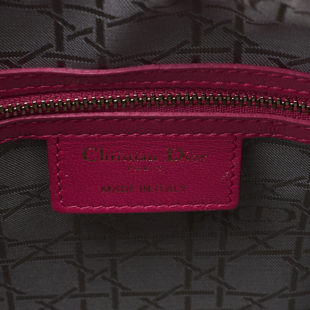Dior Lady Dior Cannage 2WAY Handbag Lambskin Pink Gold-Tone Hardware Pre-Owned - Vintage La Charme