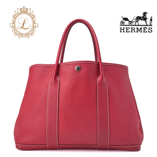 HERMES Garden Party PM Tote Bag Negonda Rouge Silver-Tone Hardware Pre-Owned - Vintage La Charme