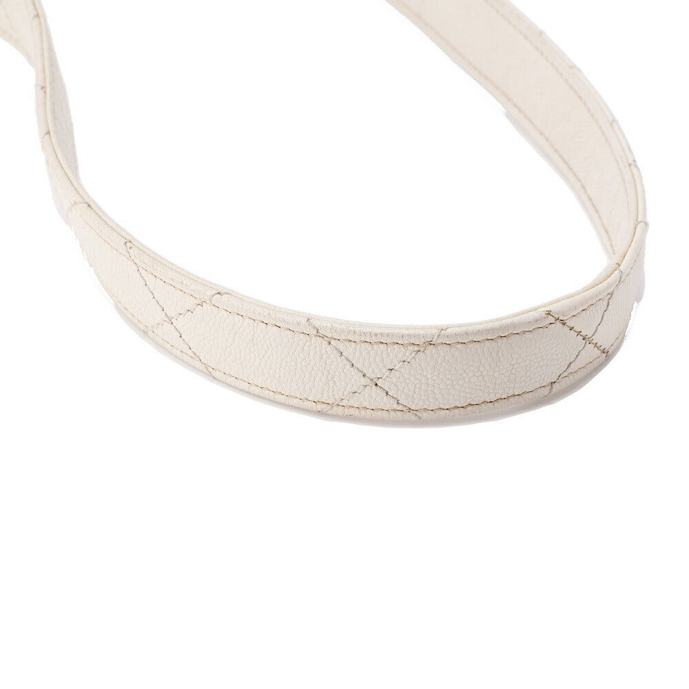 CHANEL Shoulder Bag, Chain Shoulder, Matelasse, Caviar Skin, White, Gold-Tone Hardware, Pre-Owned - Vintage La Charme