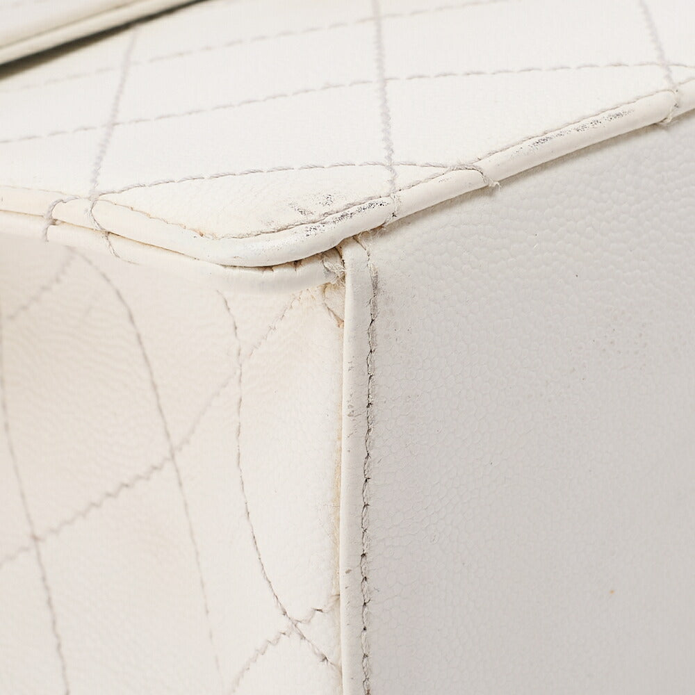 CHANEL Shoulder Bag, Chain Shoulder, Matelasse, Caviar Skin, White, Gold-Tone Hardware, Pre-Owned - Vintage La Charme