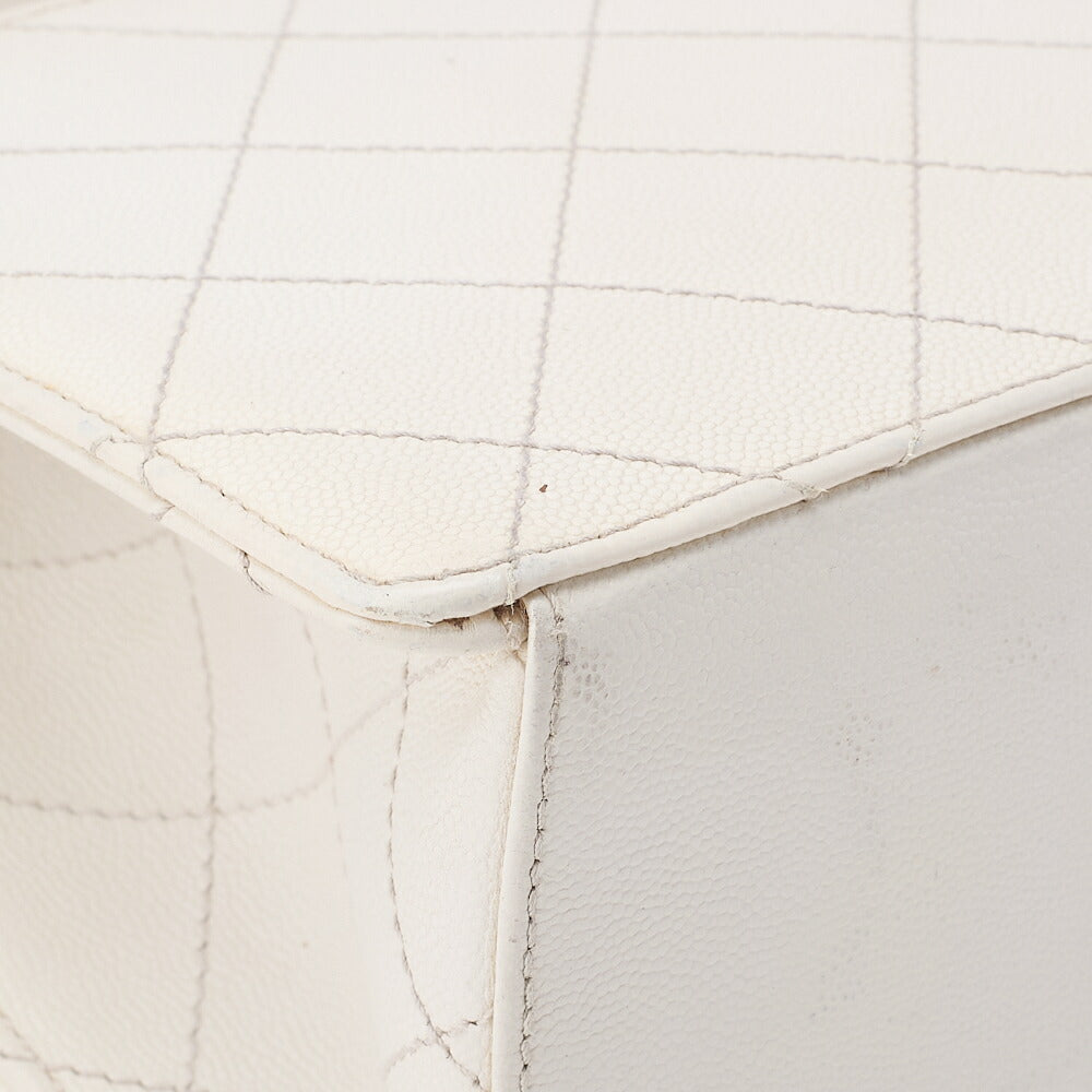CHANEL Shoulder Bag, Chain Shoulder, Matelasse, Caviar Skin, White, Gold-Tone Hardware, Pre-Owned - Vintage La Charme
