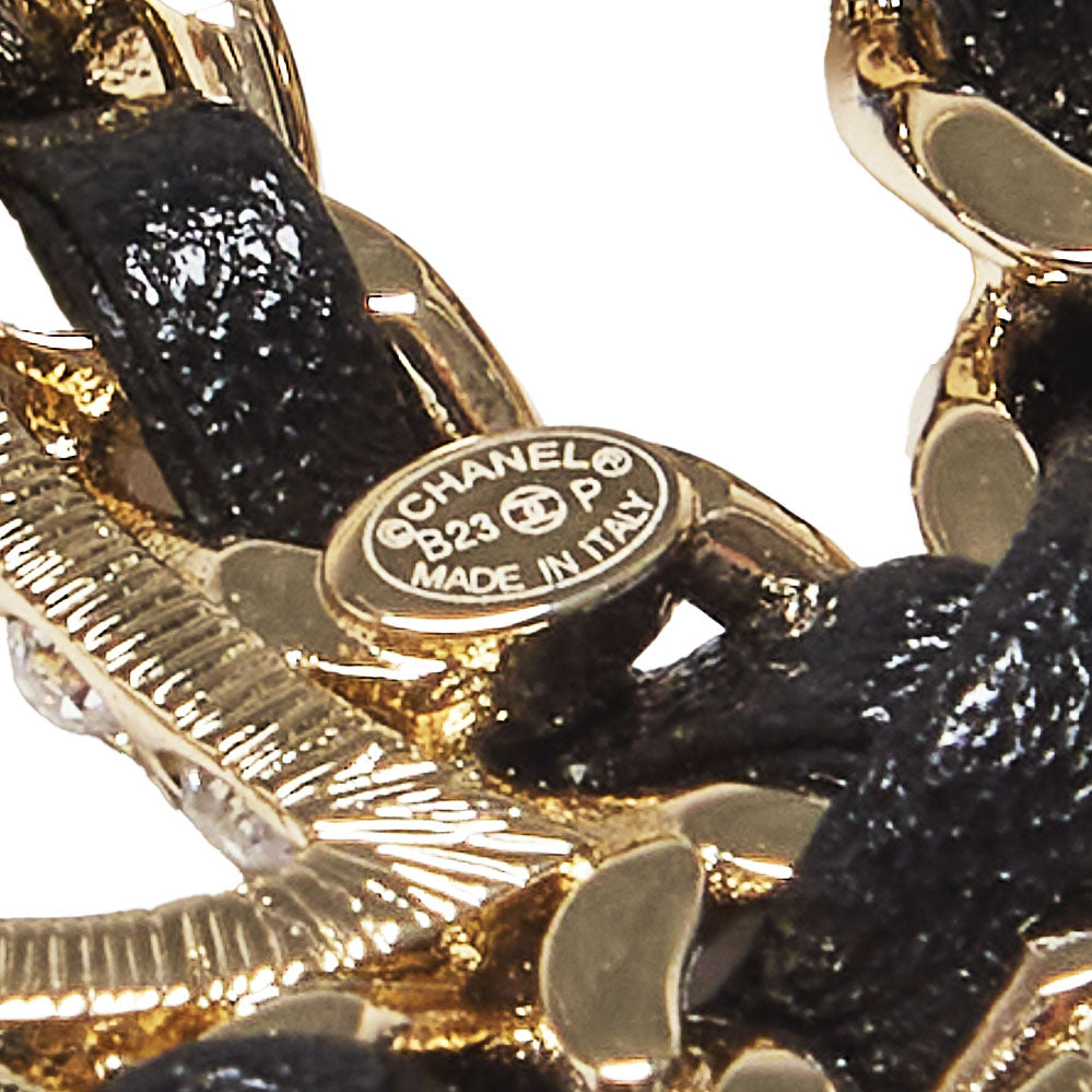 CHANEL Brooch, Coco Mark, Leather, Gold, Gold-Tone Hardware, Pre-Owned - Vintage La Charme