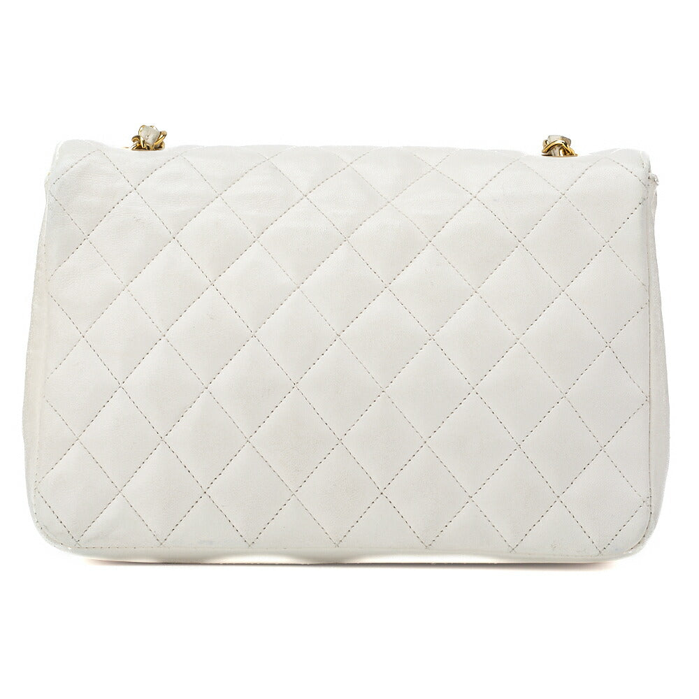 CHANEL Shoulder Bag, Chain Shoulder, Matelasse, Lambskin, White, Gold-Tone Hardware, Pre-Owned - Vintage La Charme