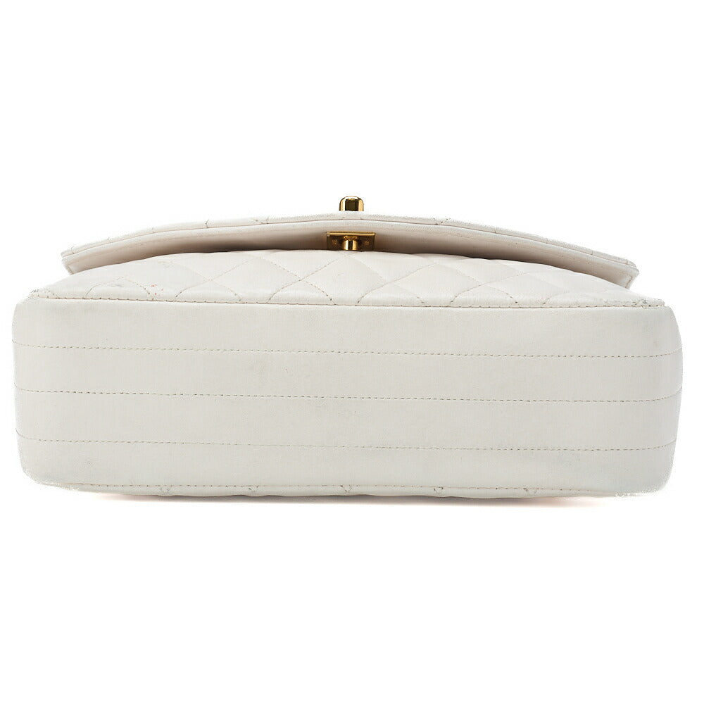 CHANEL Shoulder Bag, Chain Shoulder, Matelasse, Lambskin, White, Gold-Tone Hardware, Pre-Owned - Vintage La Charme