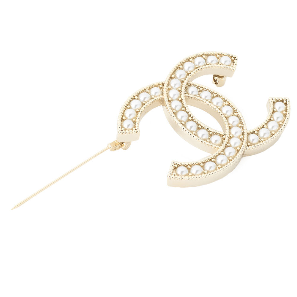 CHANEL Brooch Coco Mark Pearl Gold Plated Gold Pre-Owned - Vintage La Charme