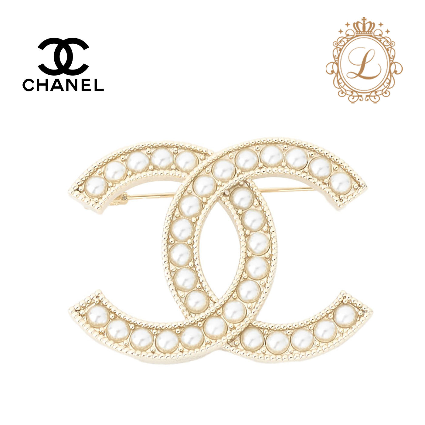 CHANEL Brooch Coco Mark Pearl Gold Plated Gold Pre-Owned - Vintage La Charme