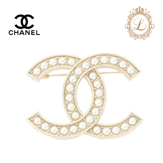 CHANEL Brooch Coco Mark Pearl Gold Plated Gold Pre-Owned - Vintage La Charme