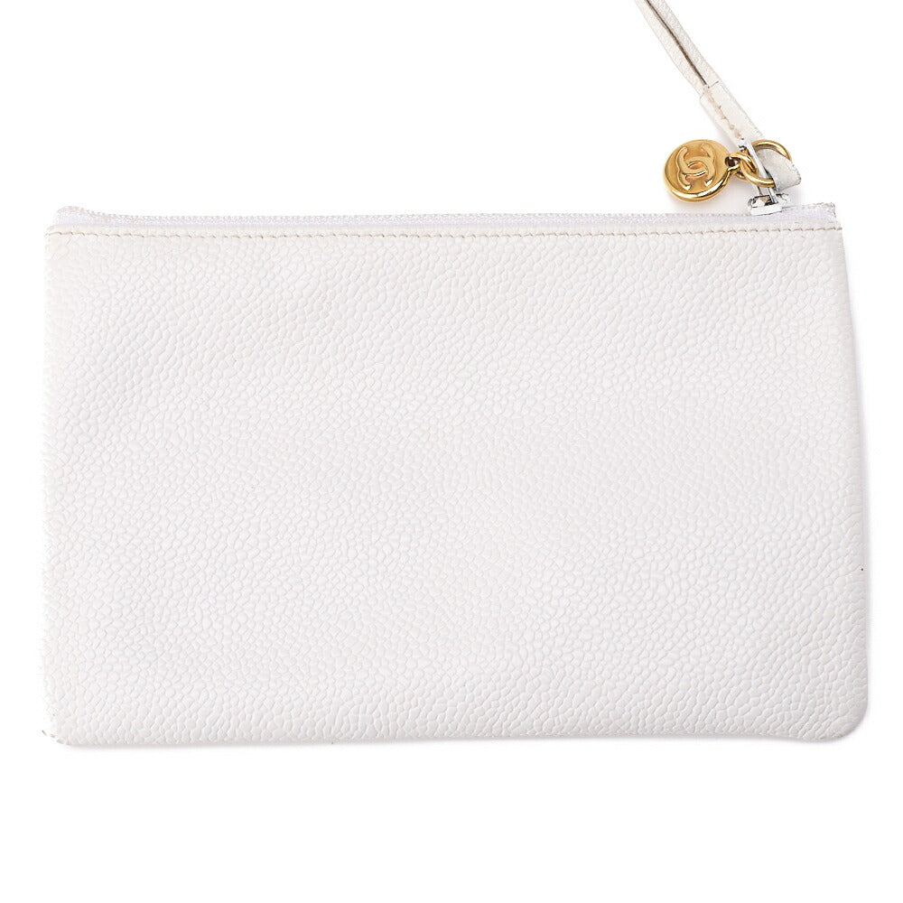 CHANEL Shoulder Bag, Chain Shoulder, Caviar Leather, White, Gold-Tone Hardware, Pre-Owned - Vintage La Charme