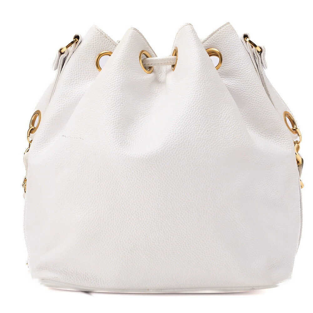 CHANEL Shoulder Bag, Chain Shoulder, Caviar Leather, White, Gold-Tone Hardware, Pre-Owned - Vintage La Charme