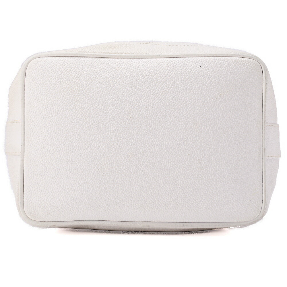 CHANEL Shoulder Bag, Chain Shoulder, Caviar Leather, White, Gold-Tone Hardware, Pre-Owned - Vintage La Charme