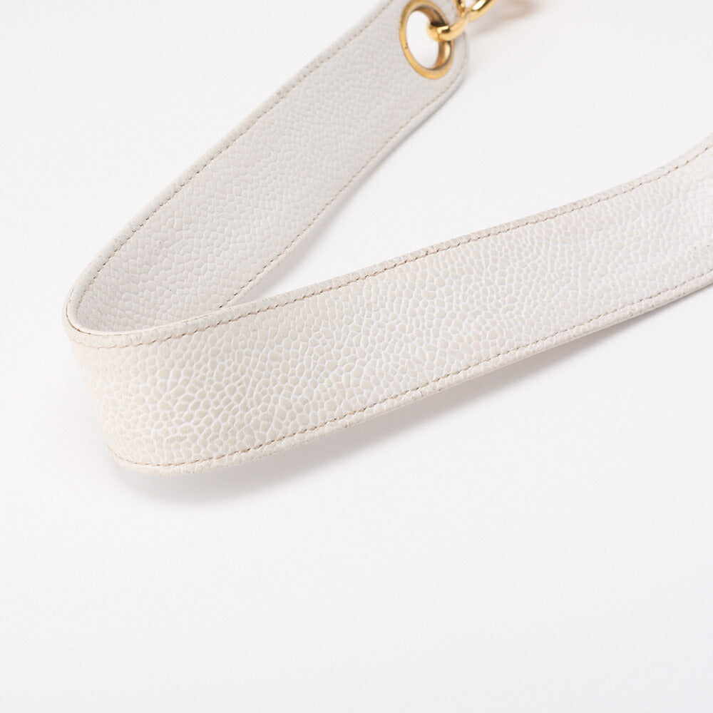 CHANEL Shoulder Bag, Chain Shoulder, Caviar Leather, White, Gold-Tone Hardware, Pre-Owned - Vintage La Charme