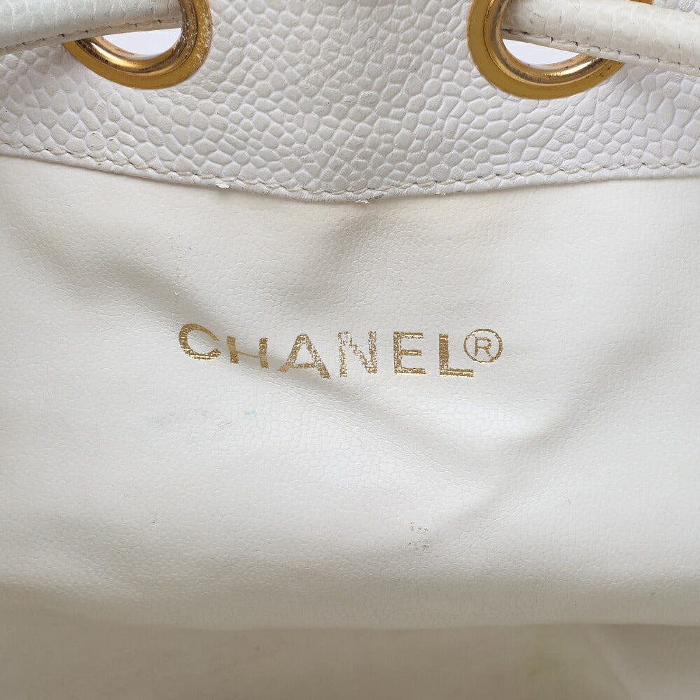 CHANEL Shoulder Bag, Chain Shoulder, Caviar Leather, White, Gold-Tone Hardware, Pre-Owned - Vintage La Charme