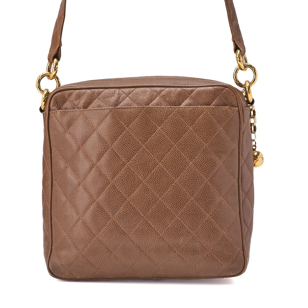 CHANEL Shoulder Bag, Chain Shoulder, Matelasse, Caviar Skin, Brown, Gold-Tone Hardware, Pre-Owned - Vintage La Charme