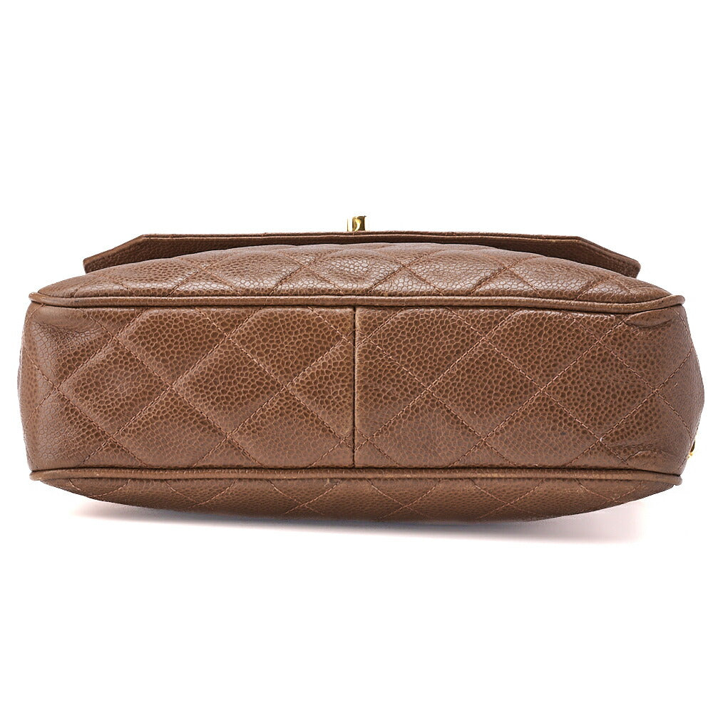 CHANEL Shoulder Bag, Chain Shoulder, Matelasse, Caviar Skin, Brown, Gold-Tone Hardware, Pre-Owned - Vintage La Charme