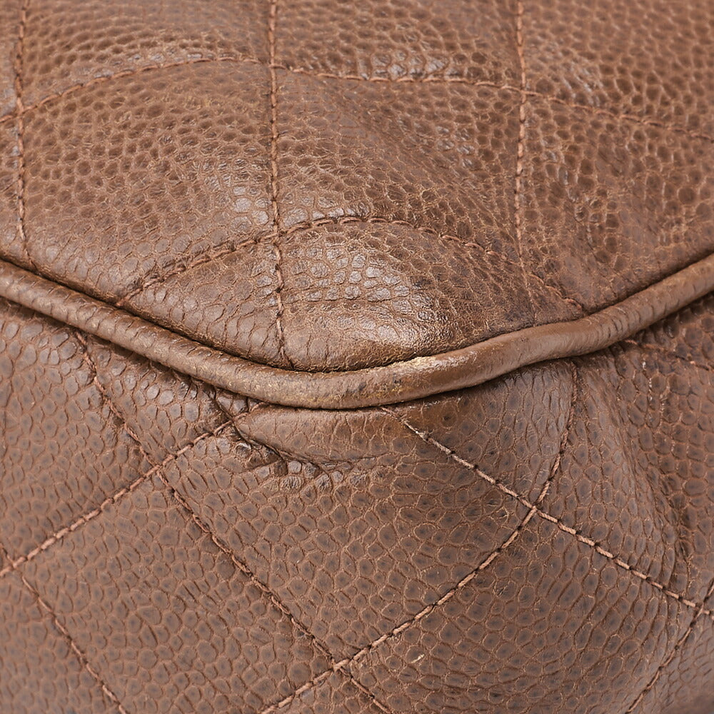 CHANEL Shoulder Bag, Chain Shoulder, Matelasse, Caviar Skin, Brown, Gold-Tone Hardware, Pre-Owned - Vintage La Charme
