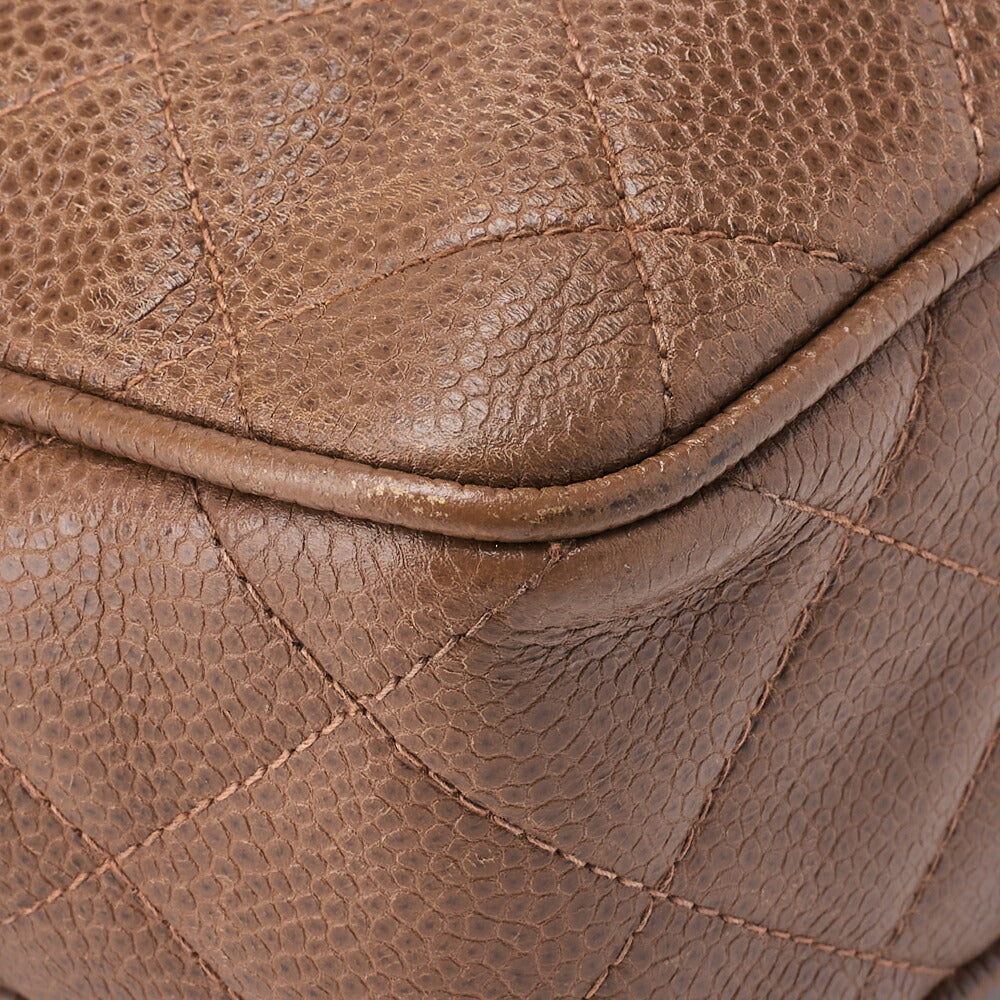 CHANEL Shoulder Bag, Chain Shoulder, Matelasse, Caviar Skin, Brown, Gold-Tone Hardware, Pre-Owned - Vintage La Charme