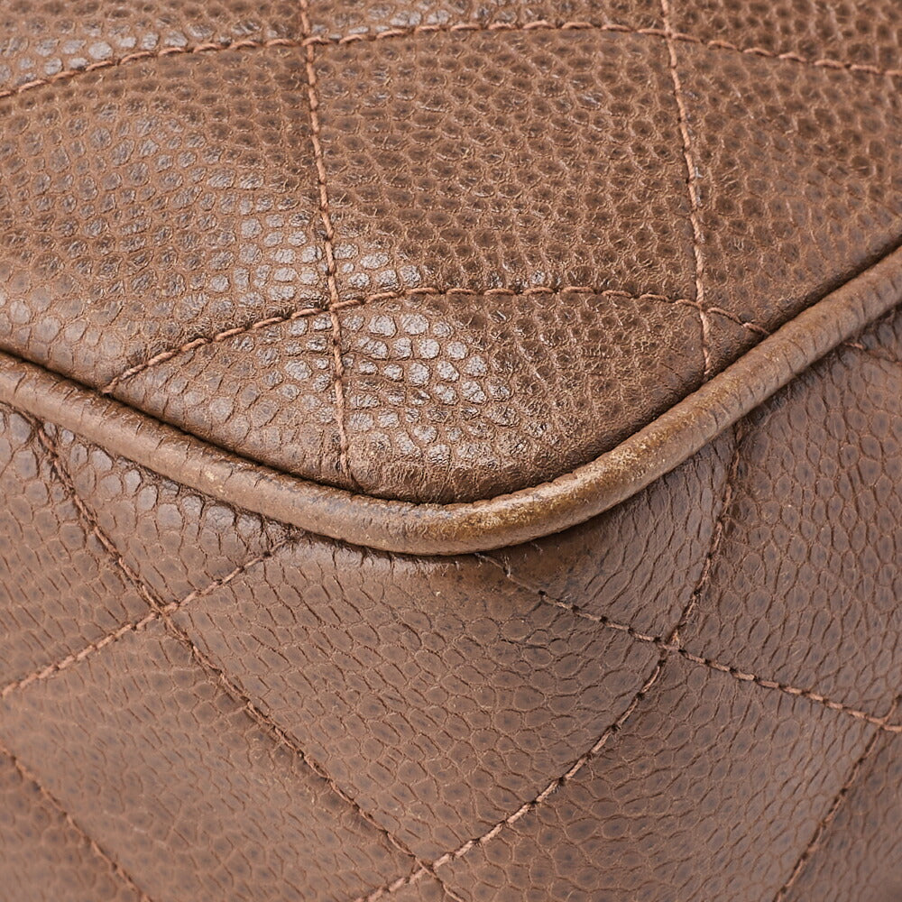 CHANEL Shoulder Bag, Chain Shoulder, Matelasse, Caviar Skin, Brown, Gold-Tone Hardware, Pre-Owned - Vintage La Charme
