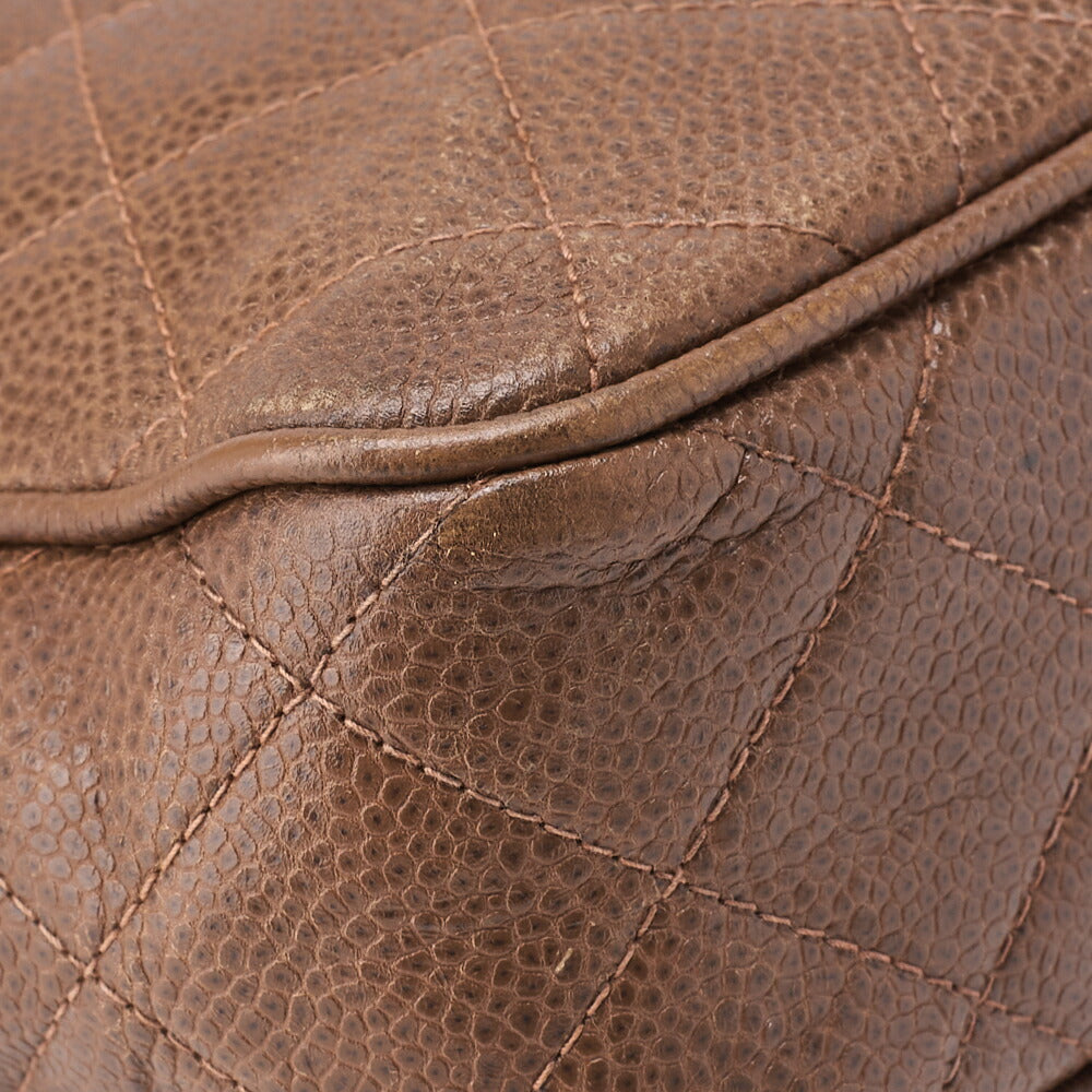 CHANEL Shoulder Bag, Chain Shoulder, Matelasse, Caviar Skin, Brown, Gold-Tone Hardware, Pre-Owned - Vintage La Charme