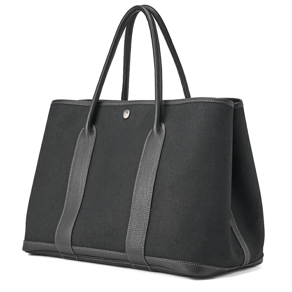 HERMES Garden Party PM Tote Bag Toile Offiche Black Silver-Tone Hardware Pre-Owned - Vintage La Charme