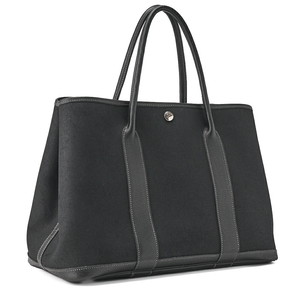 HERMES Garden Party PM Tote Bag Toile Offiche Black Silver-Tone Hardware Pre-Owned - Vintage La Charme