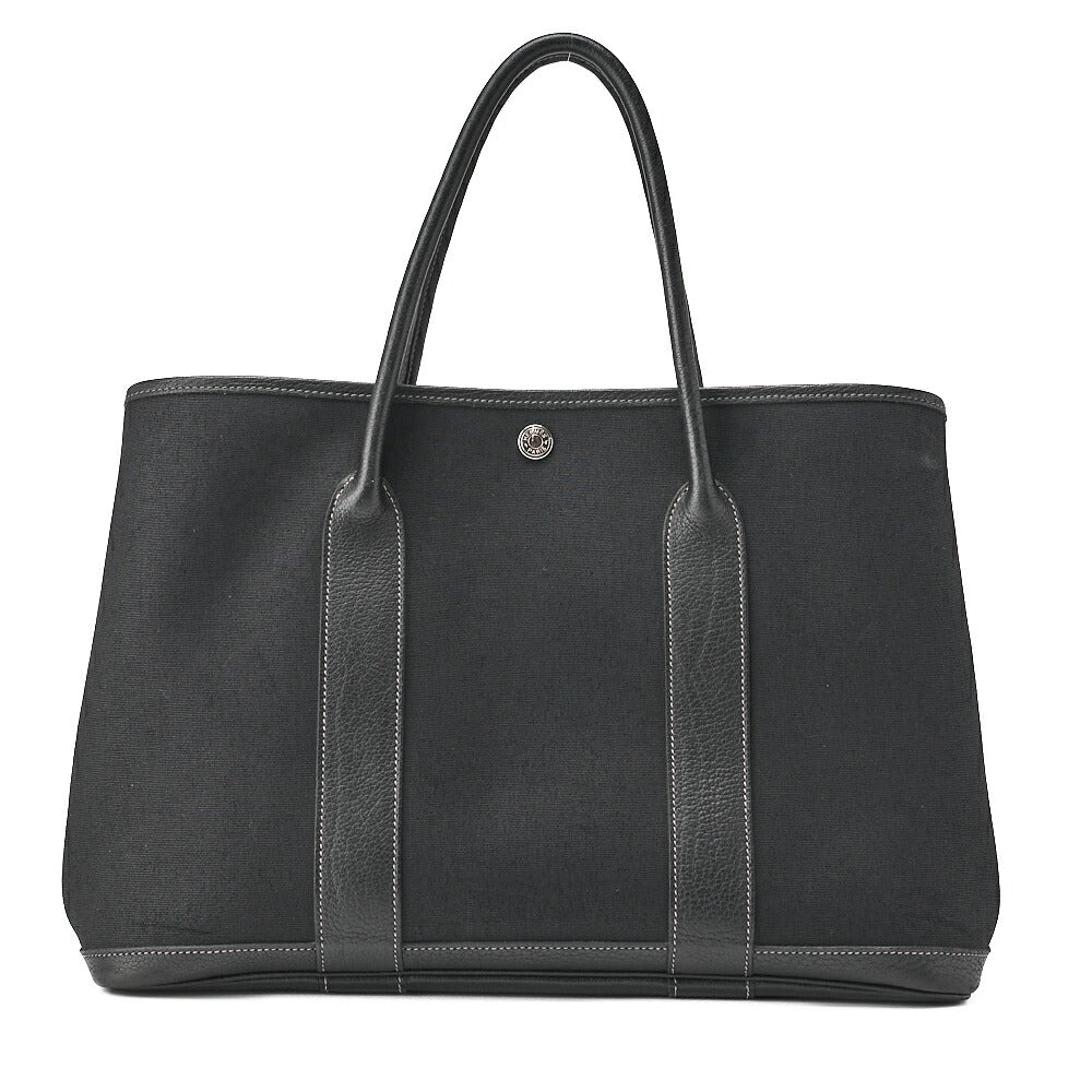 HERMES Garden Party PM Tote Bag Toile Offiche Black Silver-Tone Hardware Pre-Owned - Vintage La Charme
