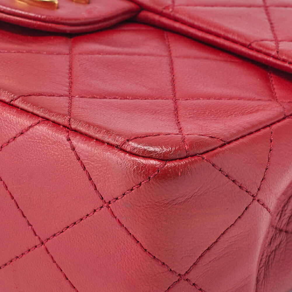 CHANEL Chain Shoulder Bag Mini Matelasse Lambskin Red Gold-Tone Hardware Pre-Owned - Vintage La Charme