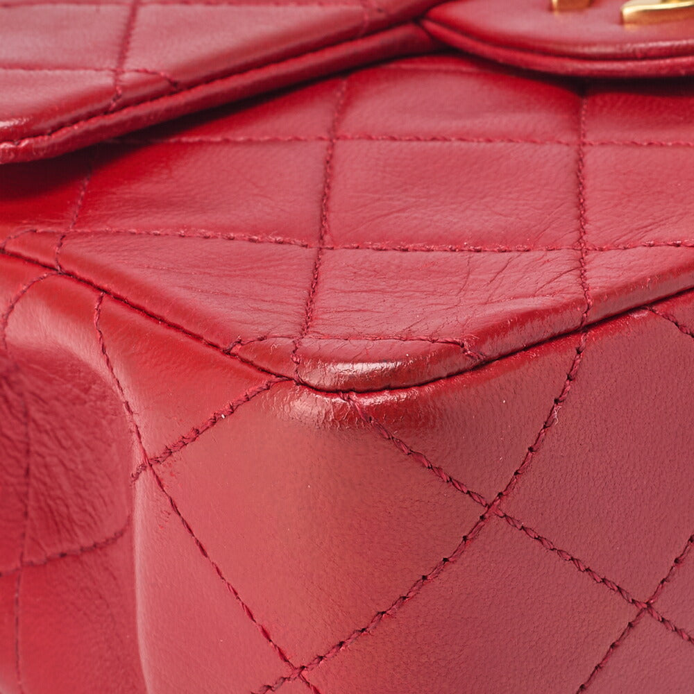 CHANEL Chain Shoulder Bag Mini Matelasse Lambskin Red Gold-Tone Hardware Pre-Owned - Vintage La Charme