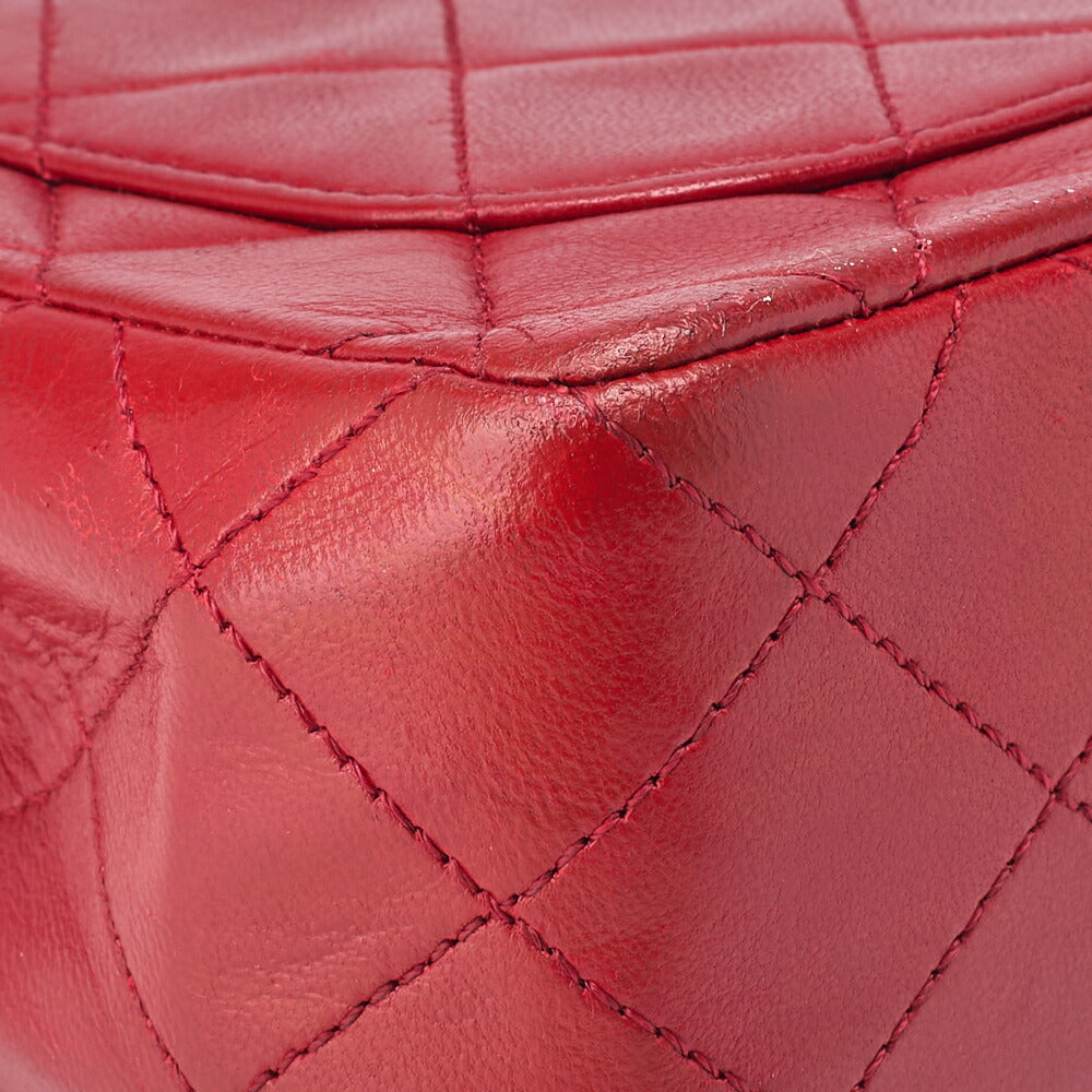 CHANEL Chain Shoulder Bag Mini Matelasse Lambskin Red Gold-Tone Hardware Pre-Owned - Vintage La Charme