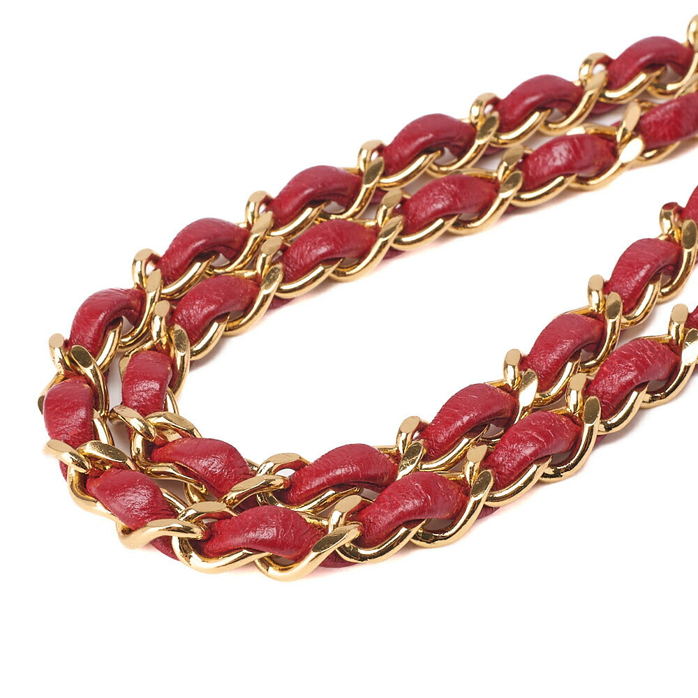 CHANEL Chain Shoulder Bag Mini Matelasse Lambskin Red Gold-Tone Hardware Pre-Owned - Vintage La Charme