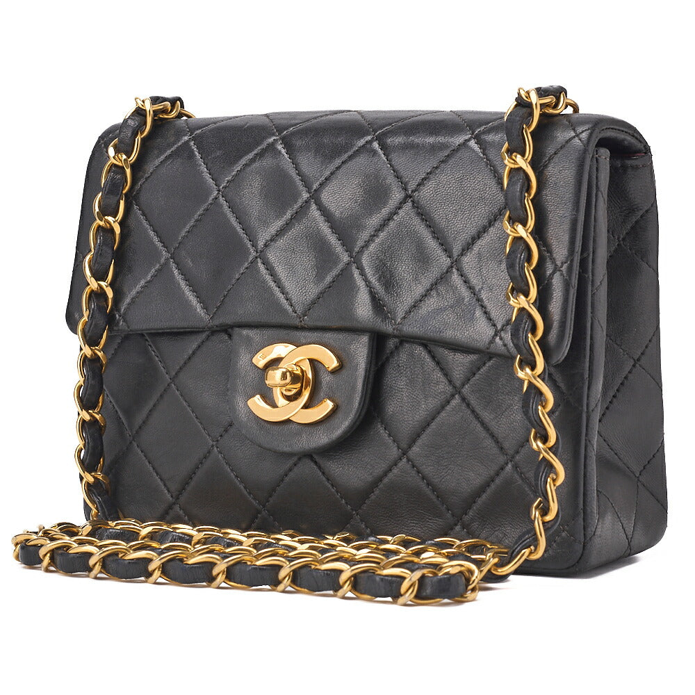 CHANEL Chain Shoulder Bag Matelasse Lambskin Black Gold-Tone Hardware Pre-Owned - Vintage La Charme