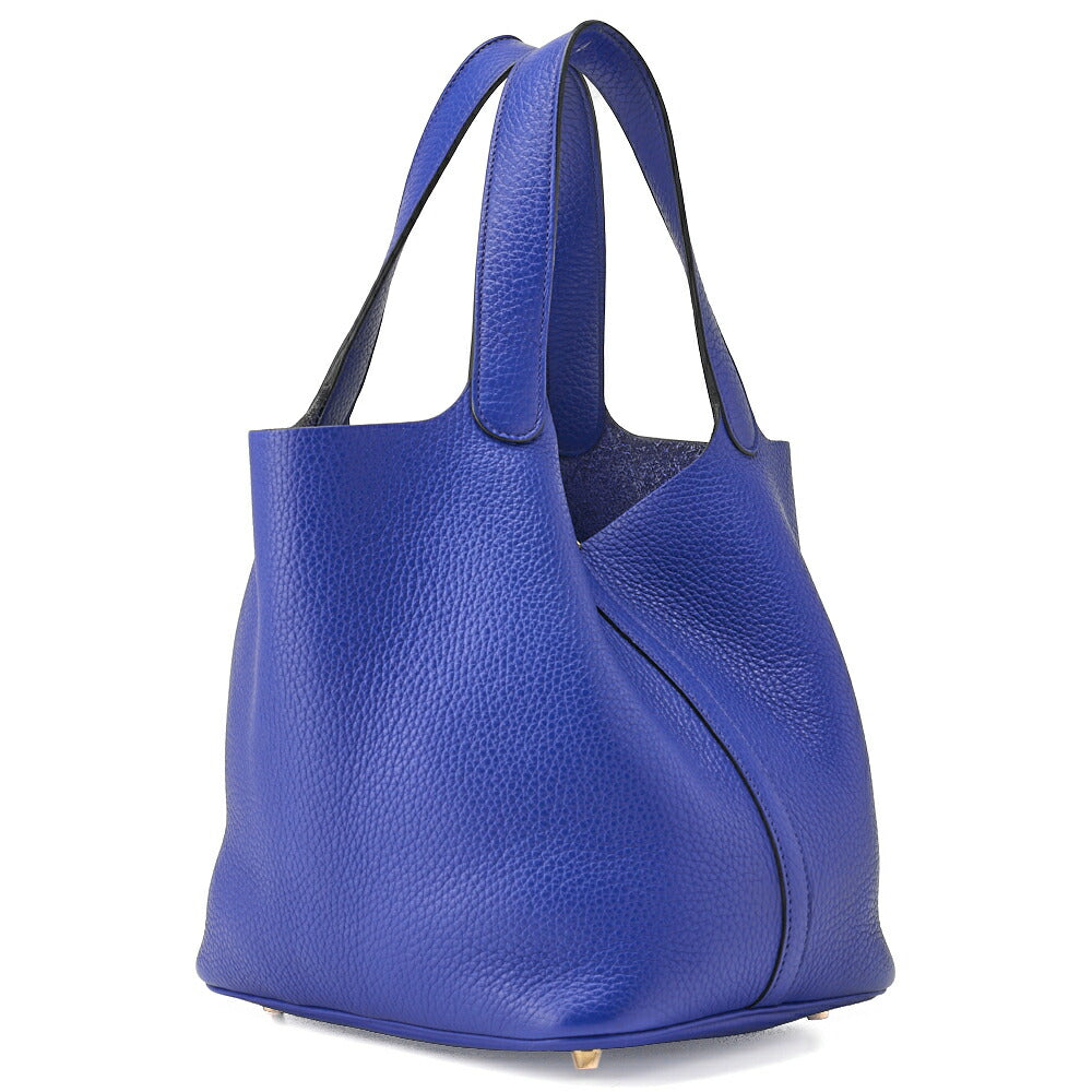 HERMES Picotin Rock MM Handbag Tote Bag Clemence Blue Royal Gold-Tone Hardware Pre-Owned - Vintage La Charme