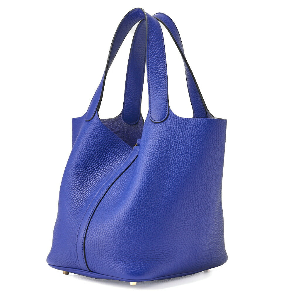 HERMES Picotin Rock MM Handbag Tote Bag Clemence Blue Royal Gold-Tone Hardware Pre-Owned - Vintage La Charme