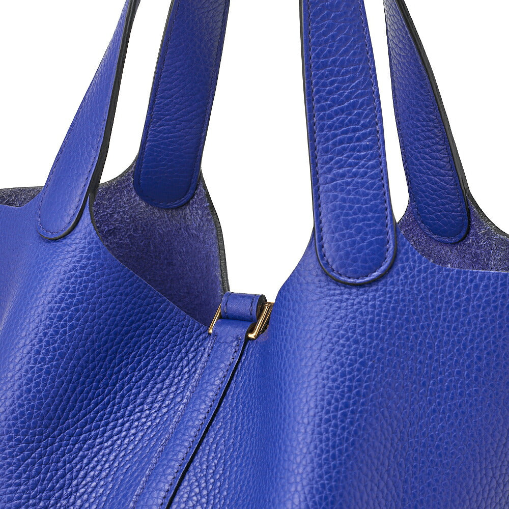 HERMES Picotin Rock MM Handbag Tote Bag Clemence Blue Royal Gold-Tone Hardware Pre-Owned - Vintage La Charme