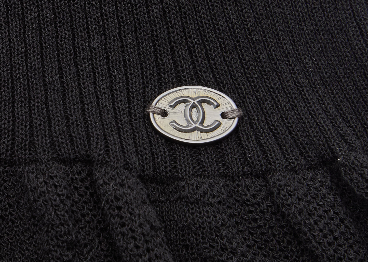 CHANEL T-Shirt, Coco Mark Knit Lace, Cotton Nylon Blend, Black, Silver-Tone Hardware, Pre-Owned - Vintage La Charme