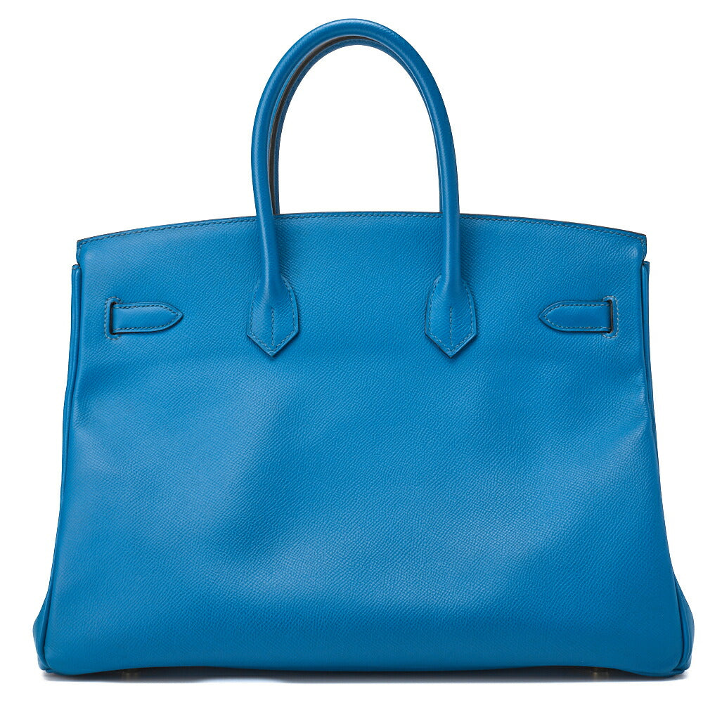 HERMES Birkin 35 Handbag Vo Epson Leather Blue Ismir Gold-Tone Hardware Pre-Owned - Vintage La Charme