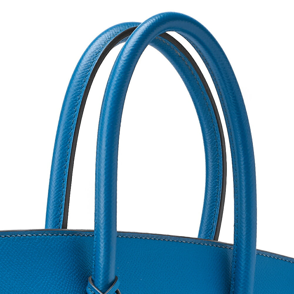 HERMES Birkin 35 Handbag Vo Epson Leather Blue Ismir Gold-Tone Hardware Pre-Owned - Vintage La Charme