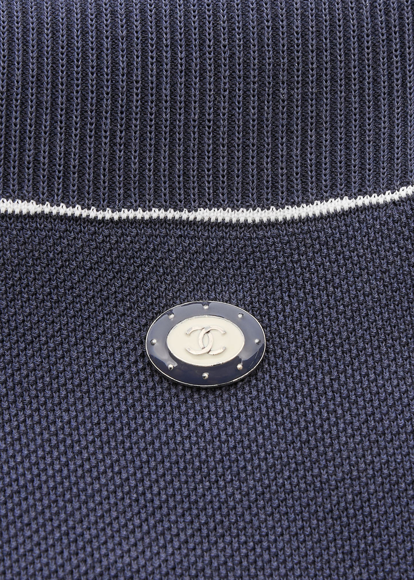 CHANEL One Piece Dress, Bicolor, Cotton, Navy, Gold-Tone Hardware, Pre-Owned - Vintage La Charme