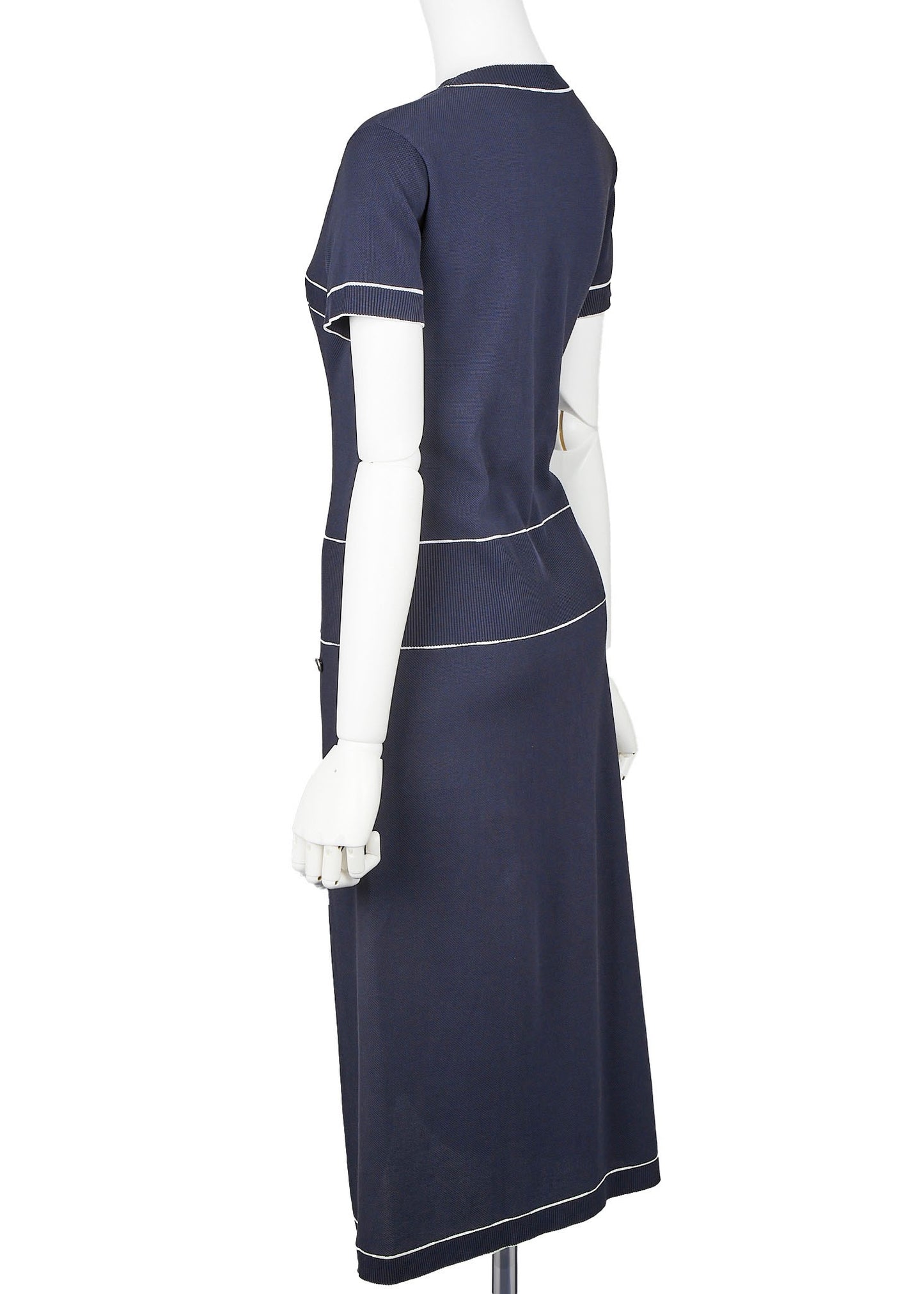 CHANEL One Piece Dress, Bicolor, Cotton, Navy, Gold-Tone Hardware, Pre-Owned - Vintage La Charme